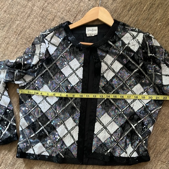 Vintage Neiman Marcus Black/White/Silver Sequined Jacket - Picture 6 of 9